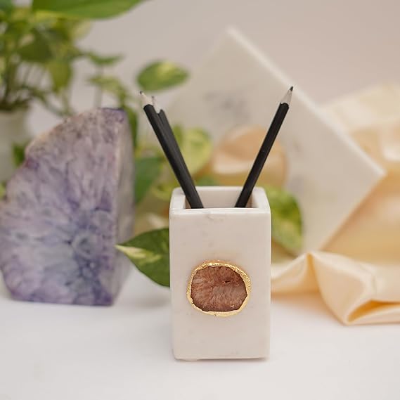 Marble Agate Penstand for Home and Office