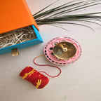 Pink MDF Brass Diya with Box