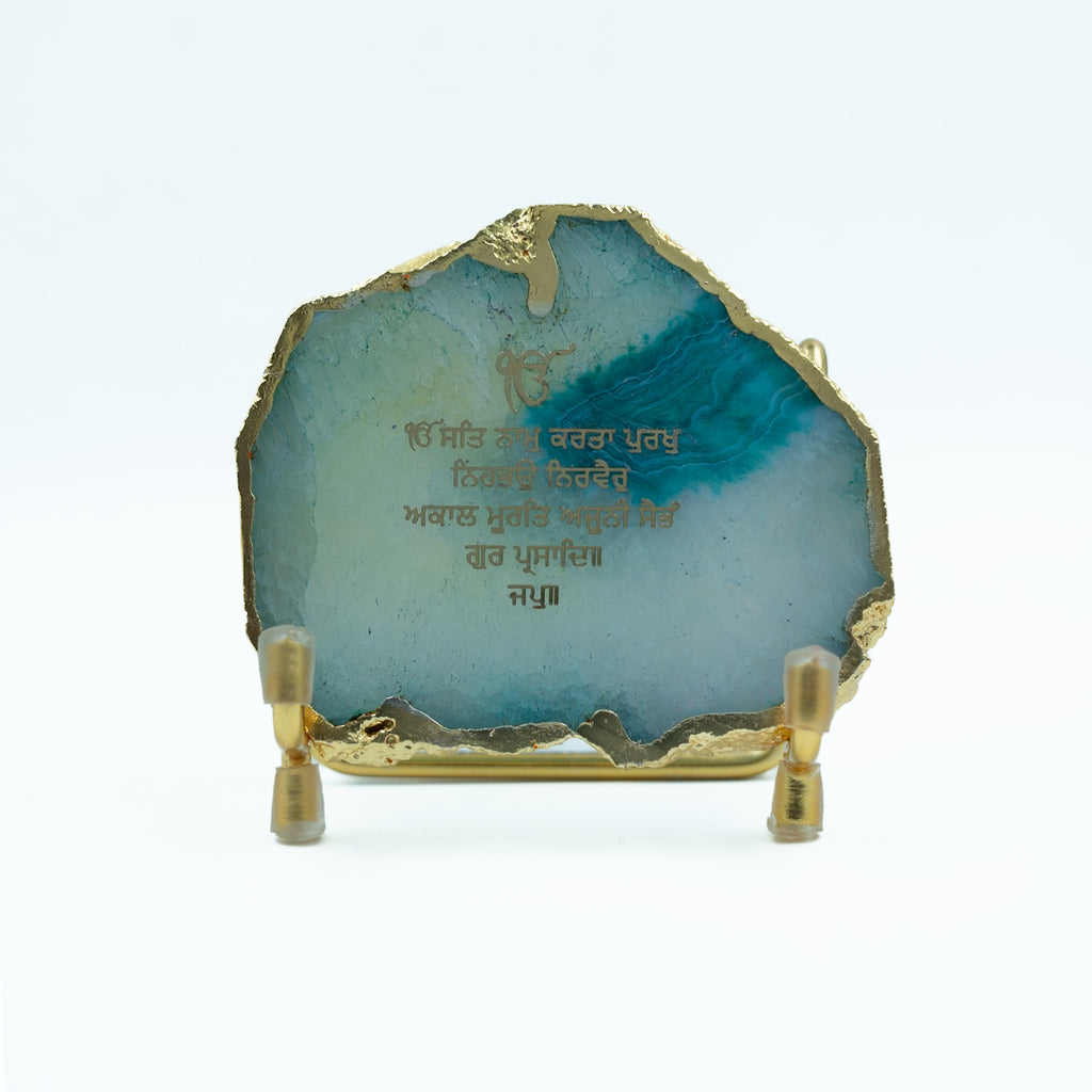 Ik Onkar Mantra Green Agate Metal Showpeice