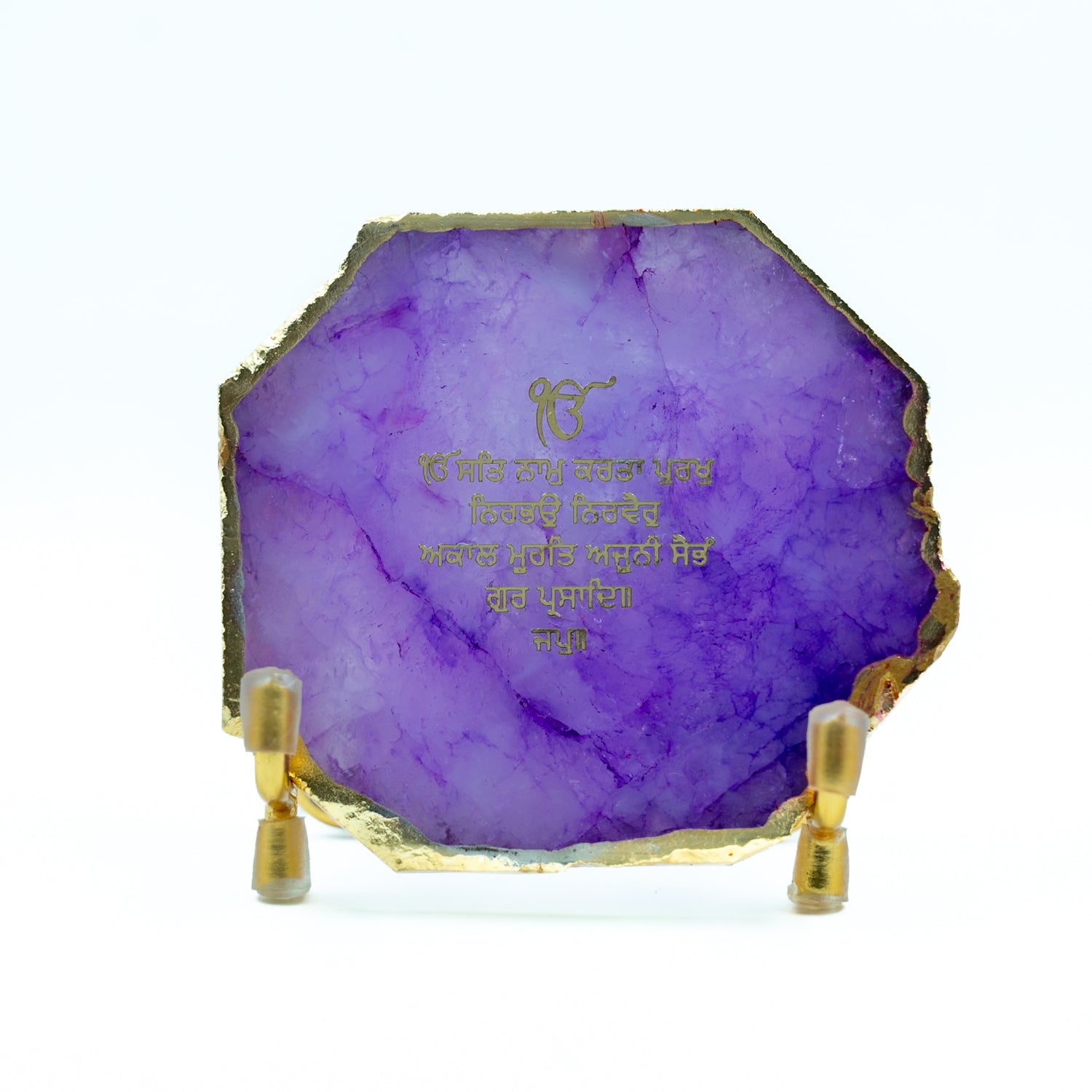 Ik Onkar Mantra Pink Agate Metal Showpeice