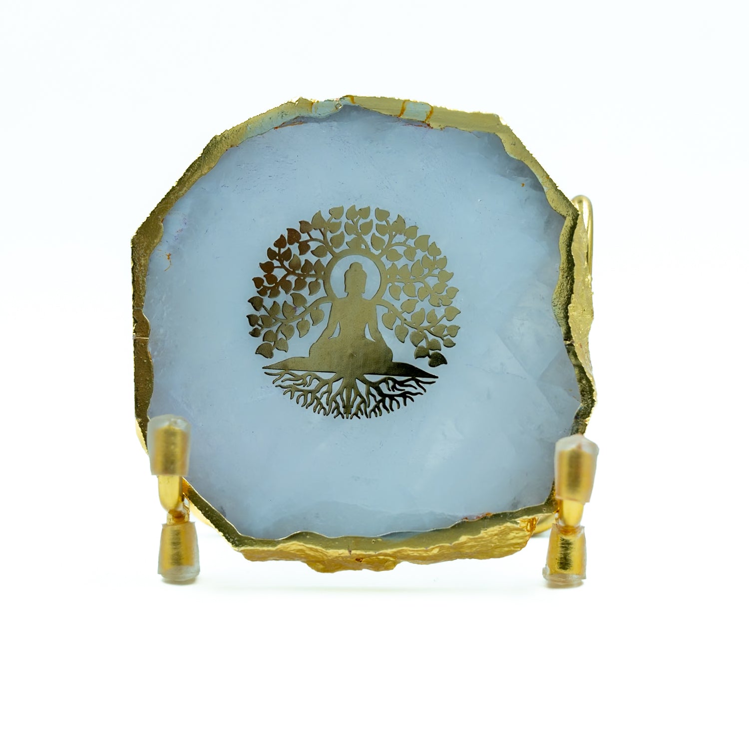 Budha Tree White Agate Metal Showpeice