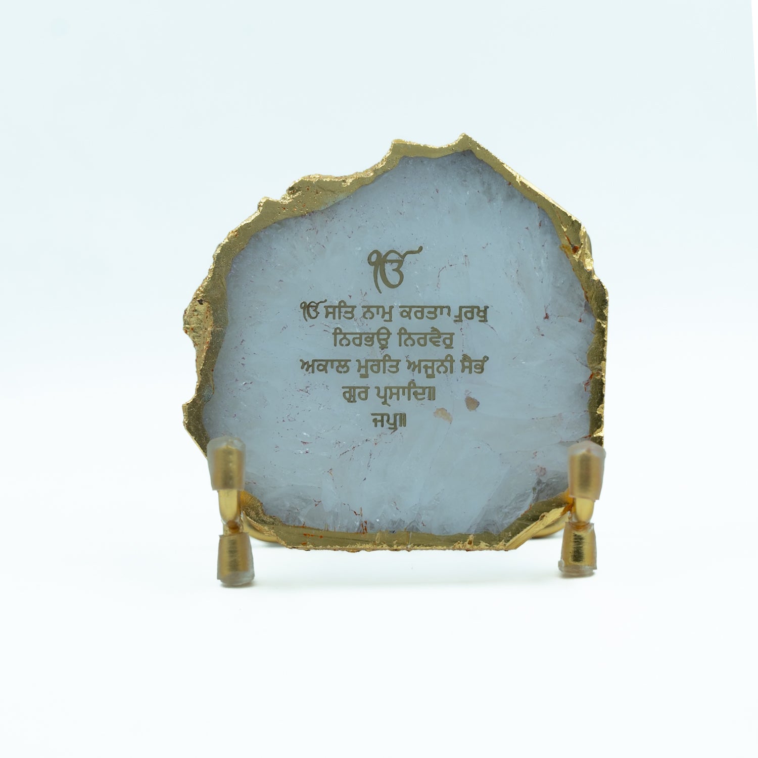 Ik Onkar Mantra White Agate Metal Showpeice