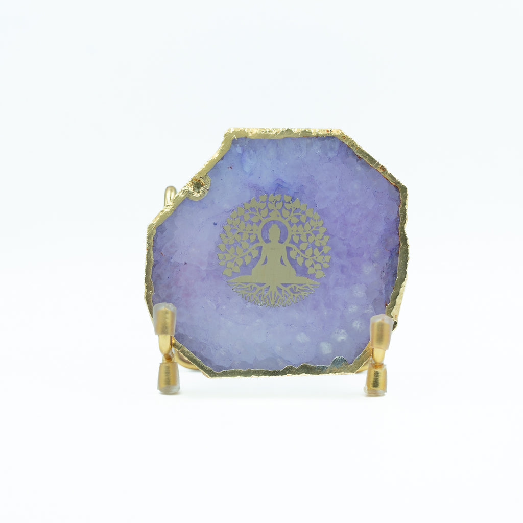 Budha Tree Purple Agate Metal Showpeice