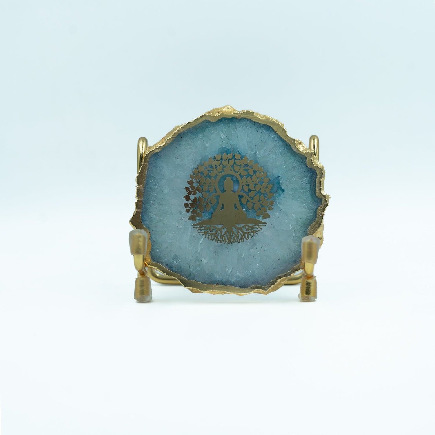 Budha Tree Turquoise Agate Metal Showpeice