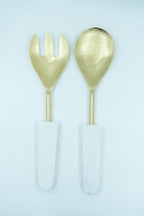 Marble salad server gold