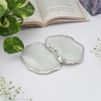 Natural Brazilian Agate Coaster With Silver Plating