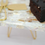Mother of Pearl Rectanguler Cake Stand with Metal Base 10 x 8-Inch