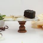 Mother of Pearl Rectanguler Cake Stand with Wooden Base 10 x 8-Inch