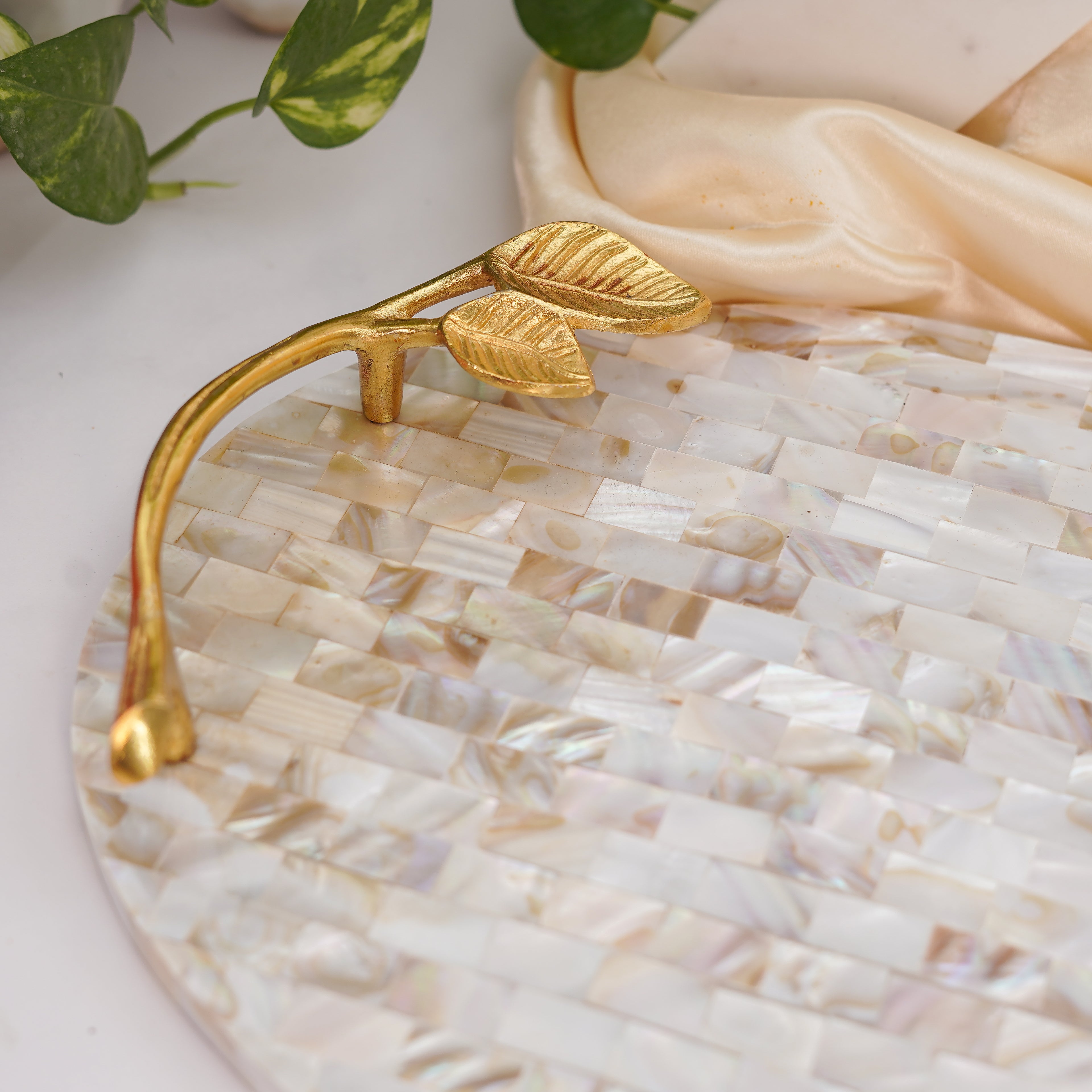 Mother of Pearl Serving Tray with Handles