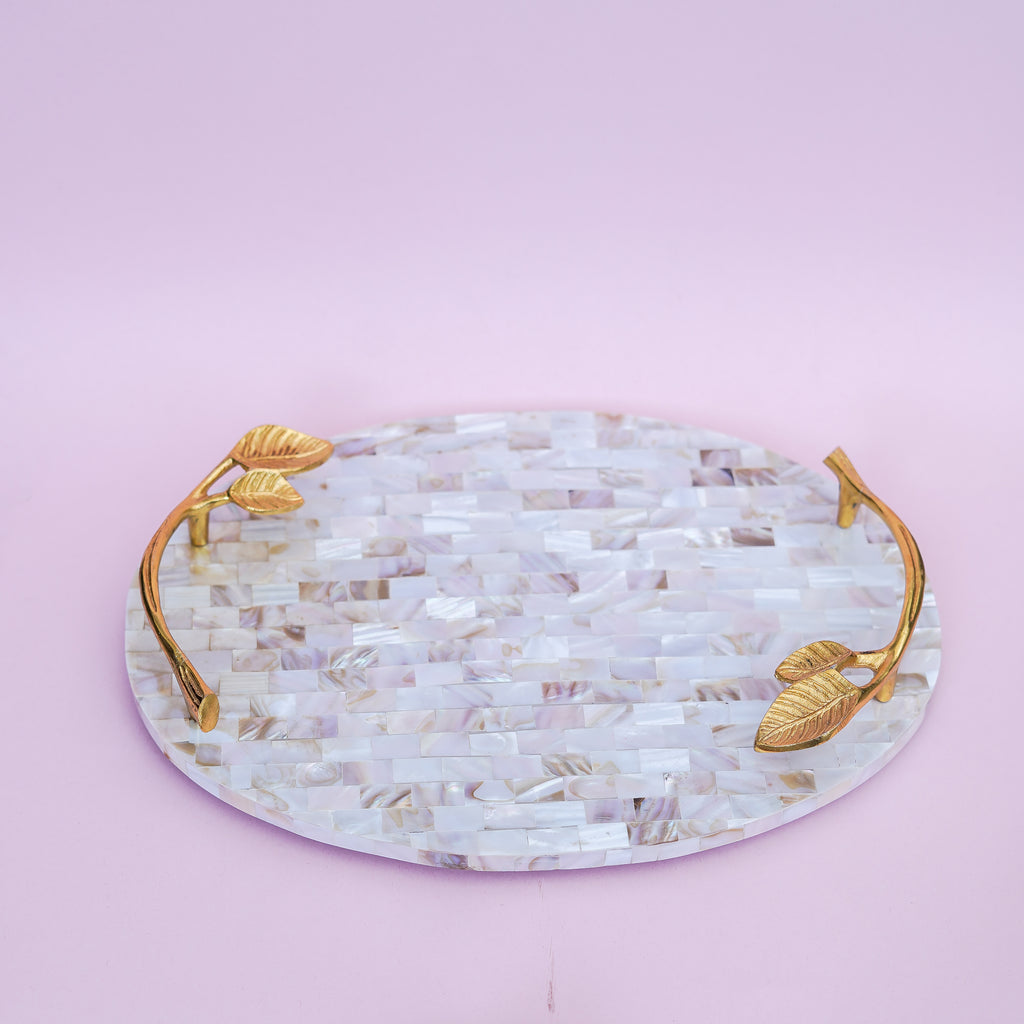 Mother of Pearl Serving Tray with Handles