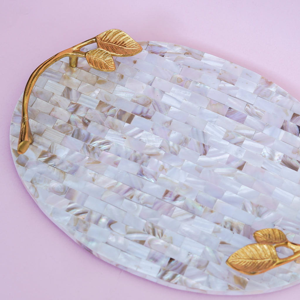 Mother of Pearl Serving Tray with Handles