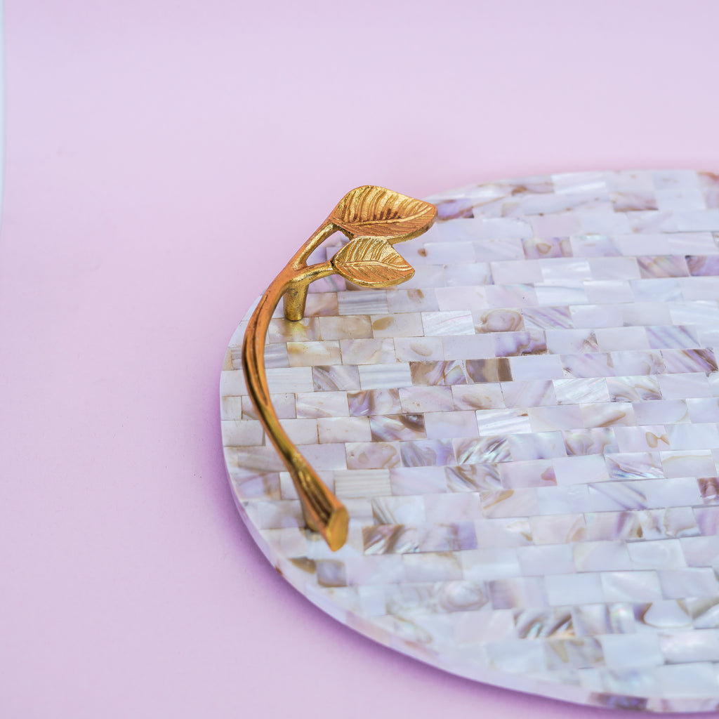 Mother of Pearl Serving Tray with Handles