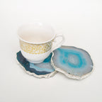 Green  Natural Brazilian Agate Coaster with Silver Plating