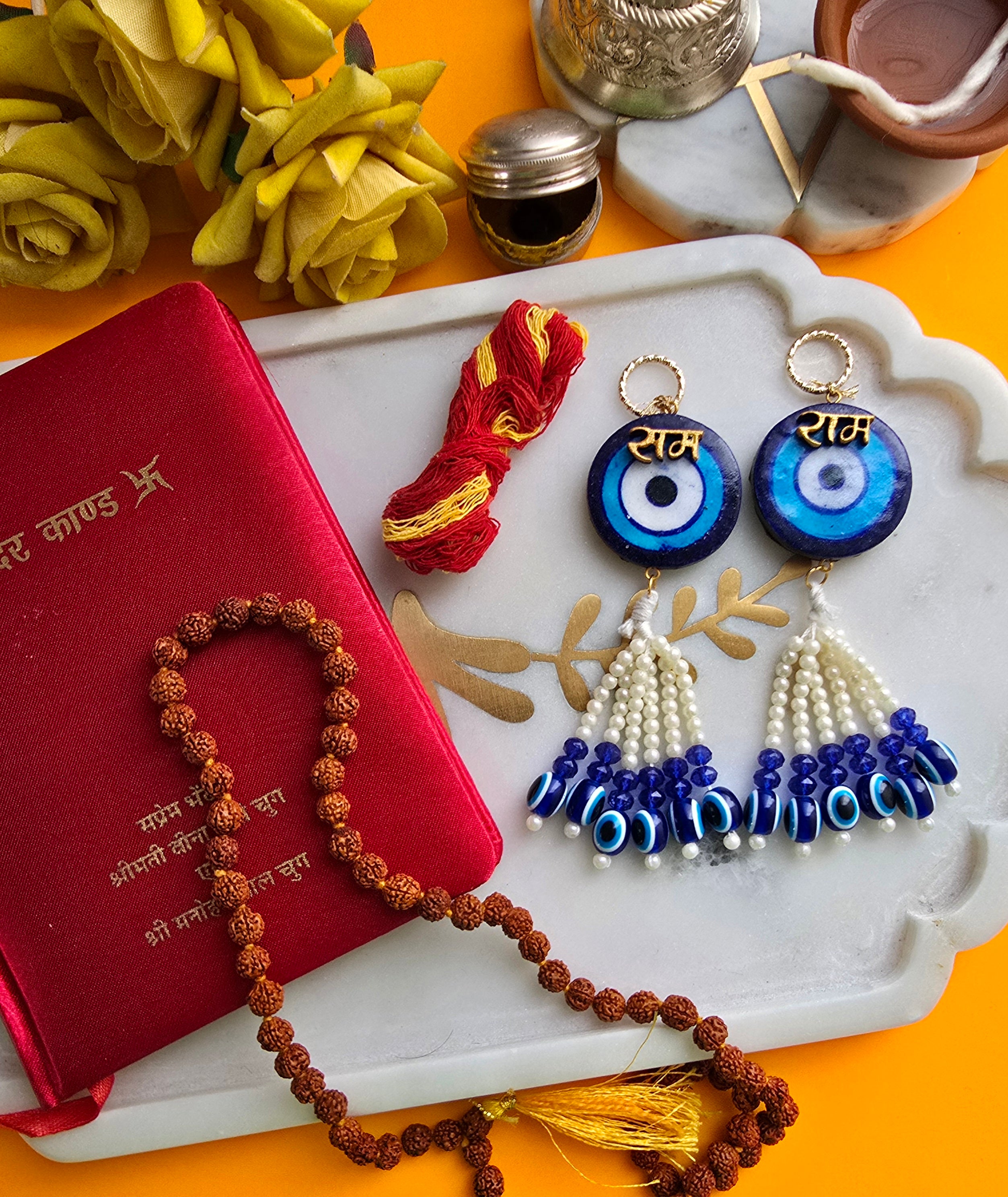 Blue Pottery Evil Eye Ram Door Hangings