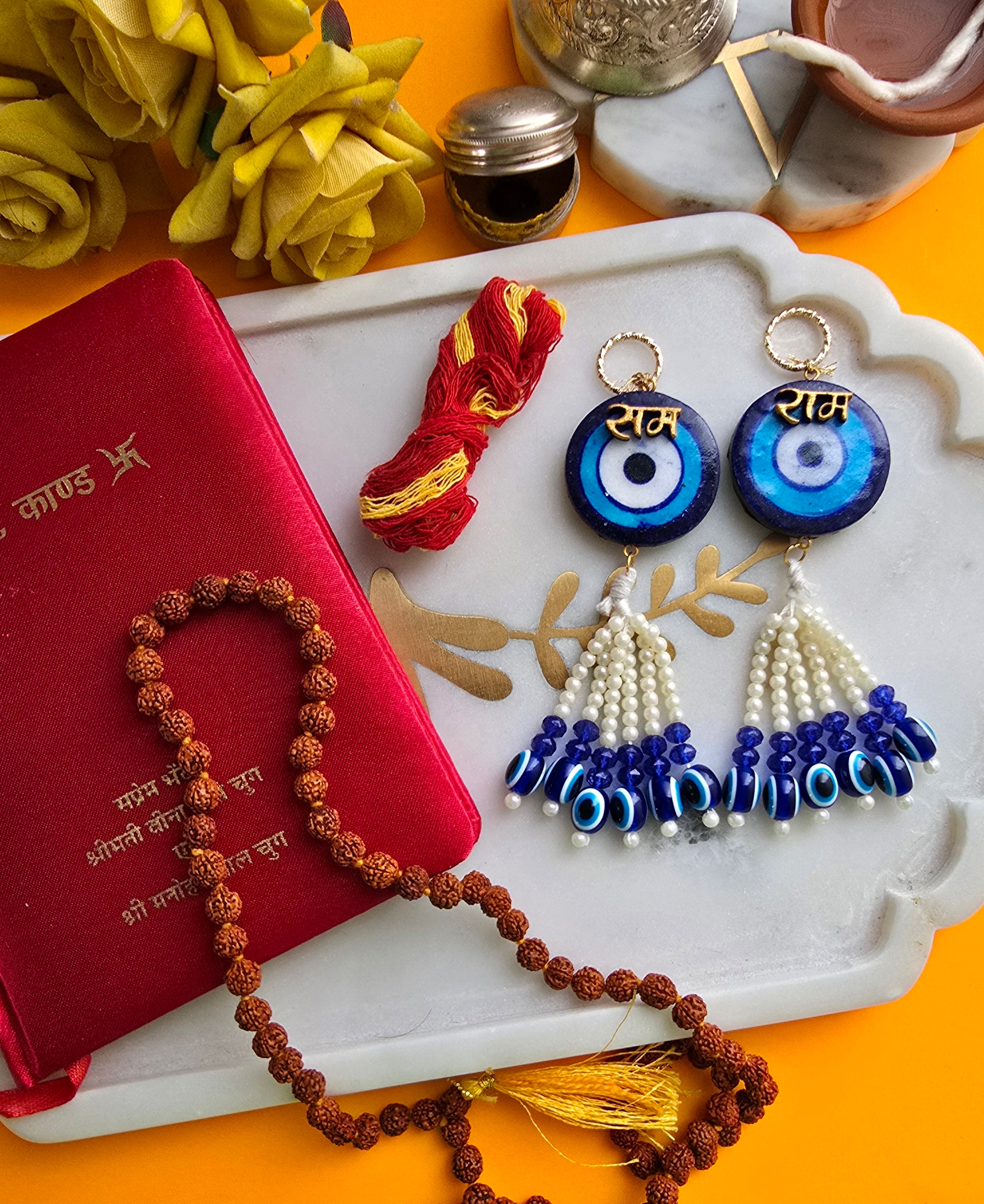 Blue Pottery Evil Eye Ram Door Hangings