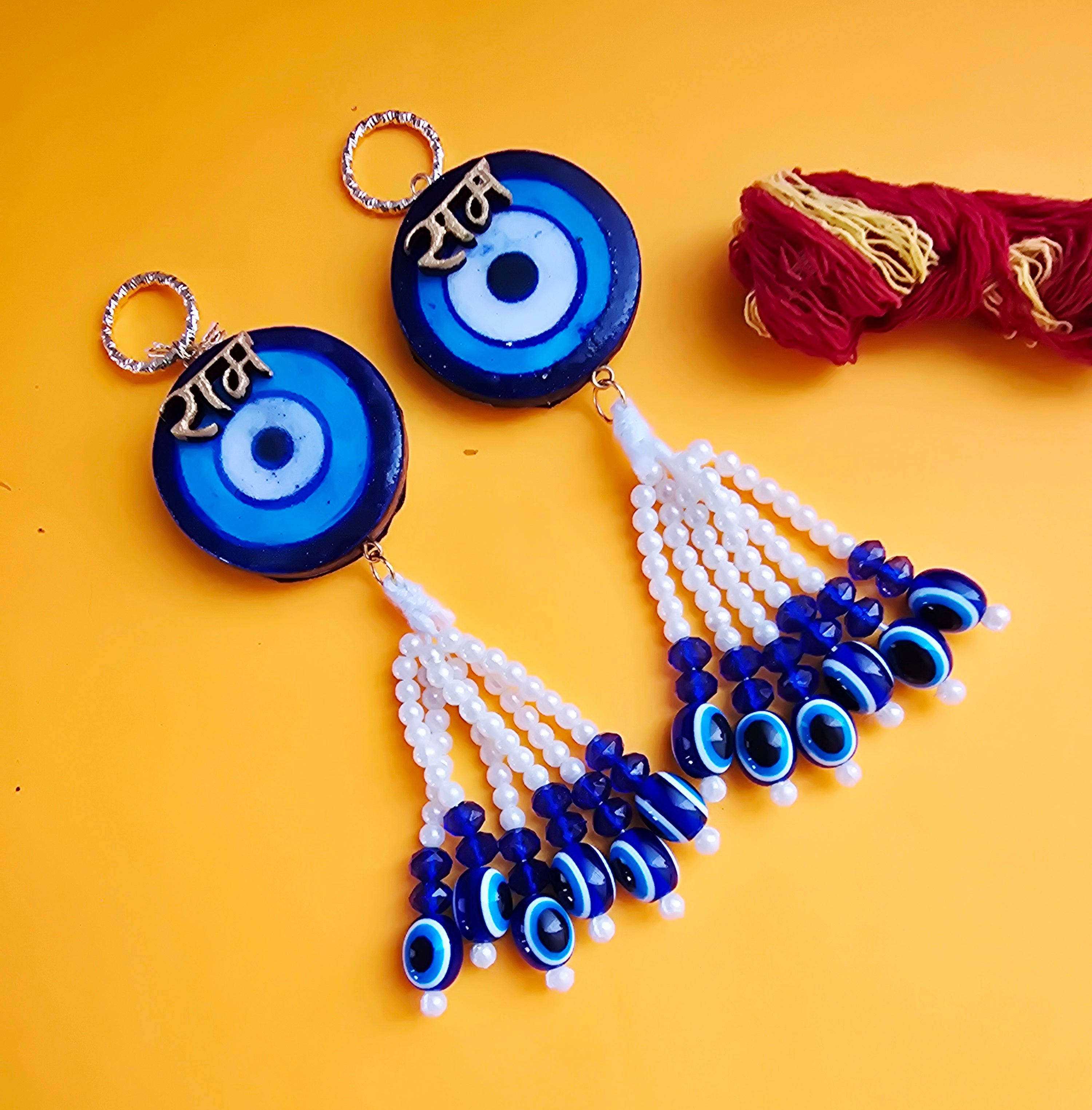 Blue Pottery Evil Eye Ram Door Hangings