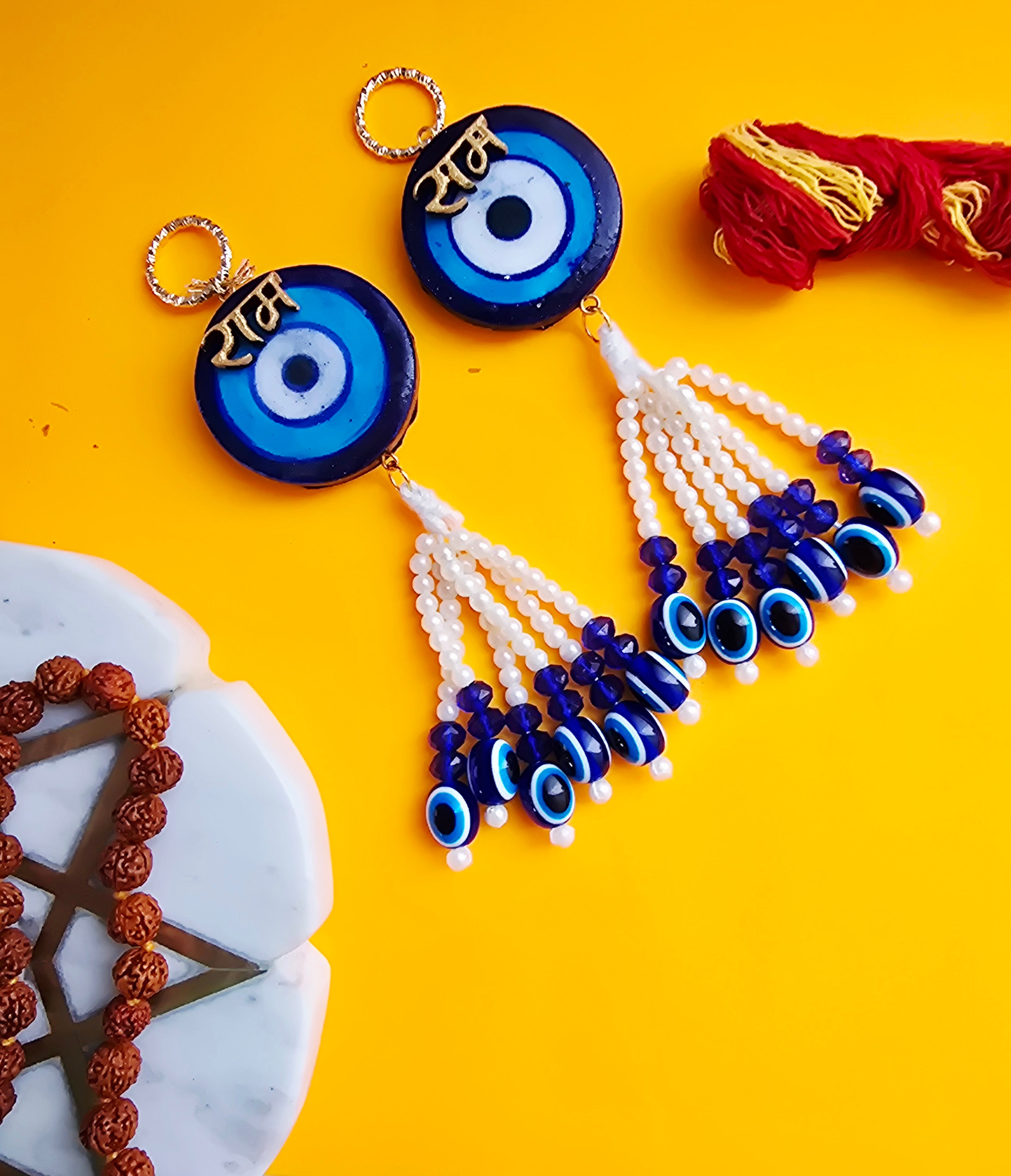Blue Pottery Evil Eye Ram Door Hangings