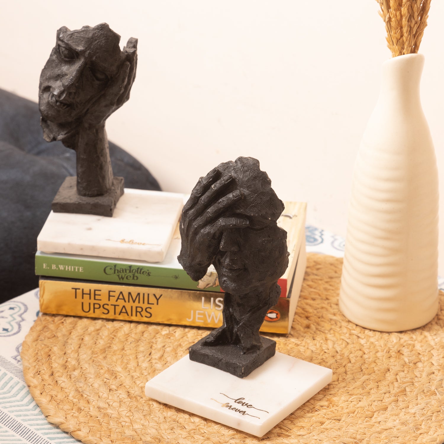 Face Design Showpeice Medium Size with Marble Base Set of 2