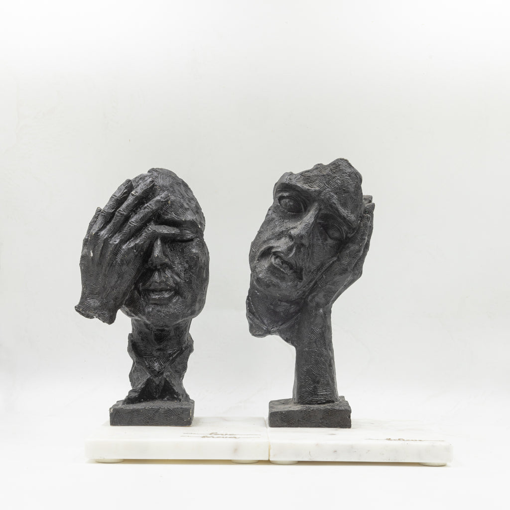 Face Design Showpeice Medium Size with Marble Base Set of 2