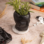 Face Design Planter with Marble Base