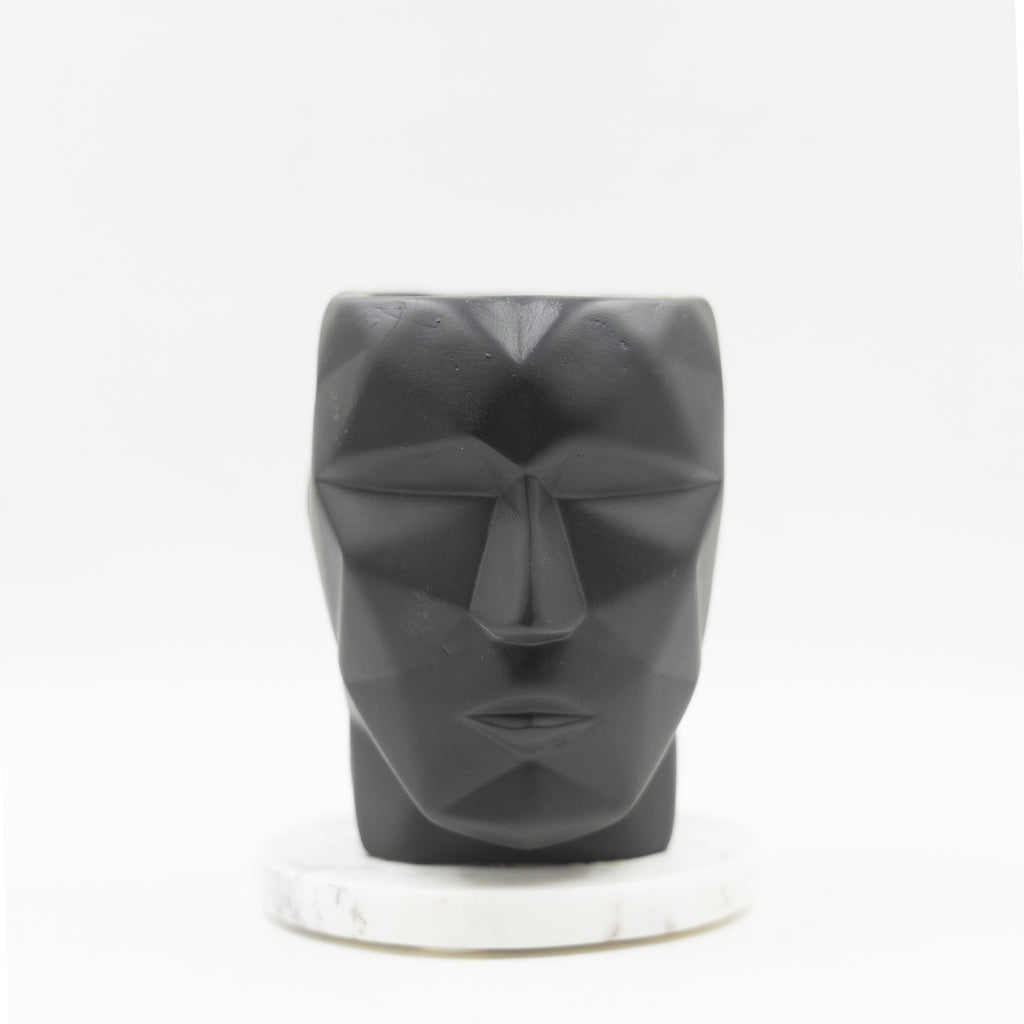 Face Design Planter with Marble Base