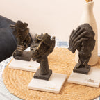 Face Design Showpiece Medium Size with Marble Base Set of 3