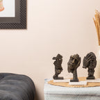 Face Design Showpiece Medium Size with Marble Base Set of 3