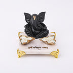 Black Ganesha With Marble Choki And Candles