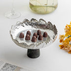 Decorative Silver Plated Bowl with Green Aventurine Base Home Decor Accent