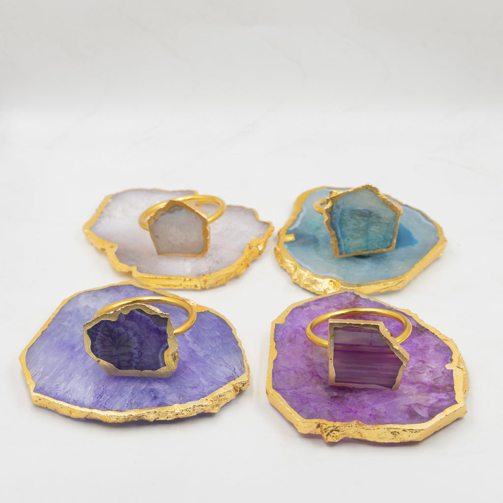 Agate Coasters and Napkin Rings set of 4 Hamper
