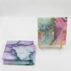 Multi Color Agate Desk Clock and set of 2 Coasters Hamper
