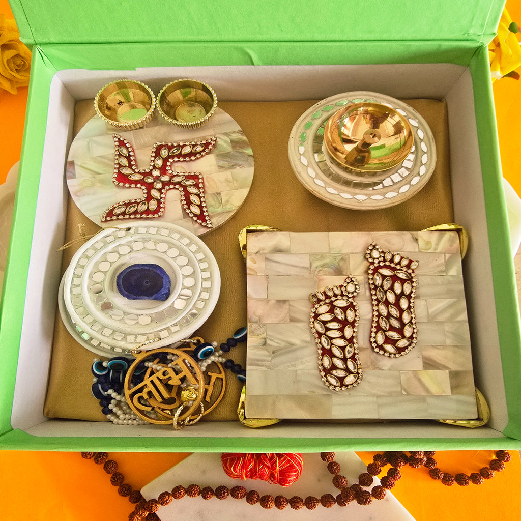 MOP Pooja Platter , MOP Laxmi Charan, MDF Diya and MDF Door Hangings