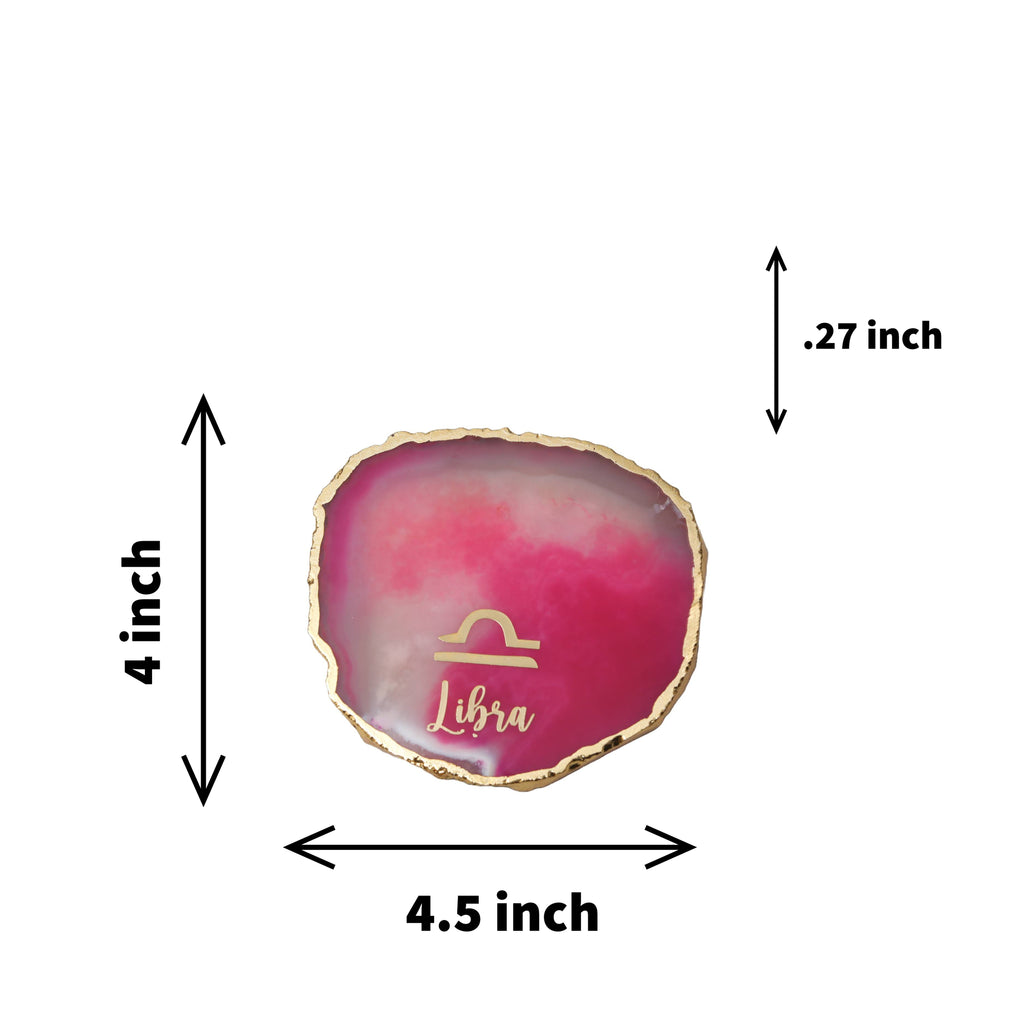 Agate Zodiac Coaster Libra-Pink
