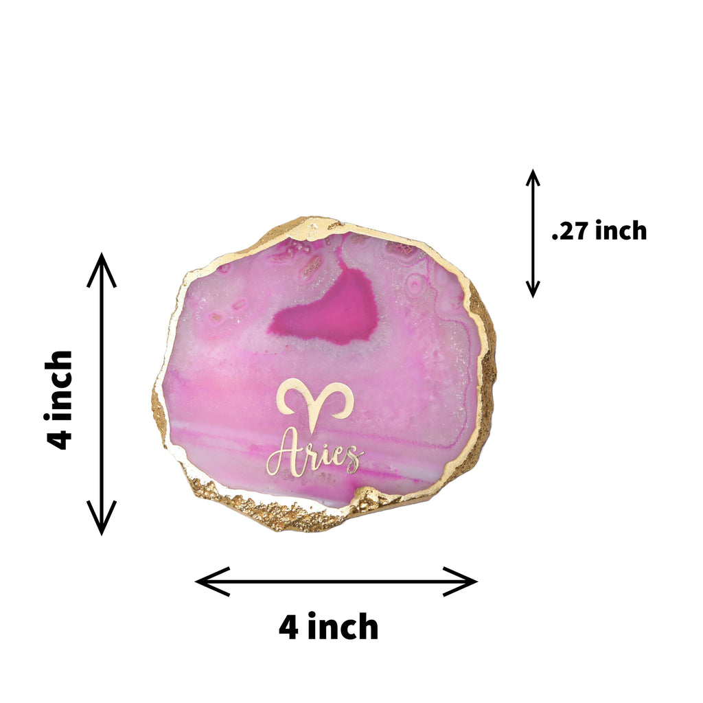 Agate Zodiac Coaster Aries-Pink