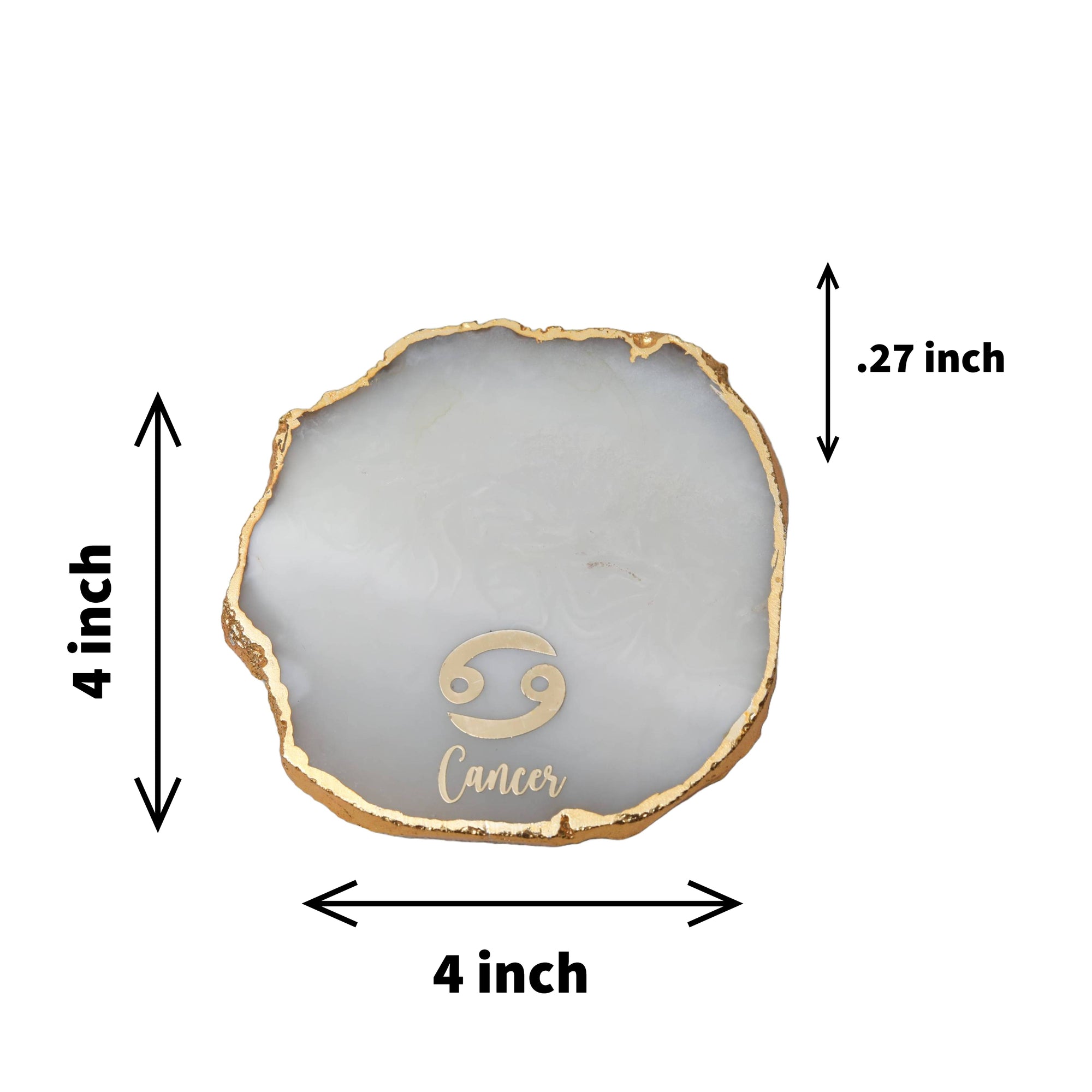 Agate Zodiac Coaster Cancer-Natural White
