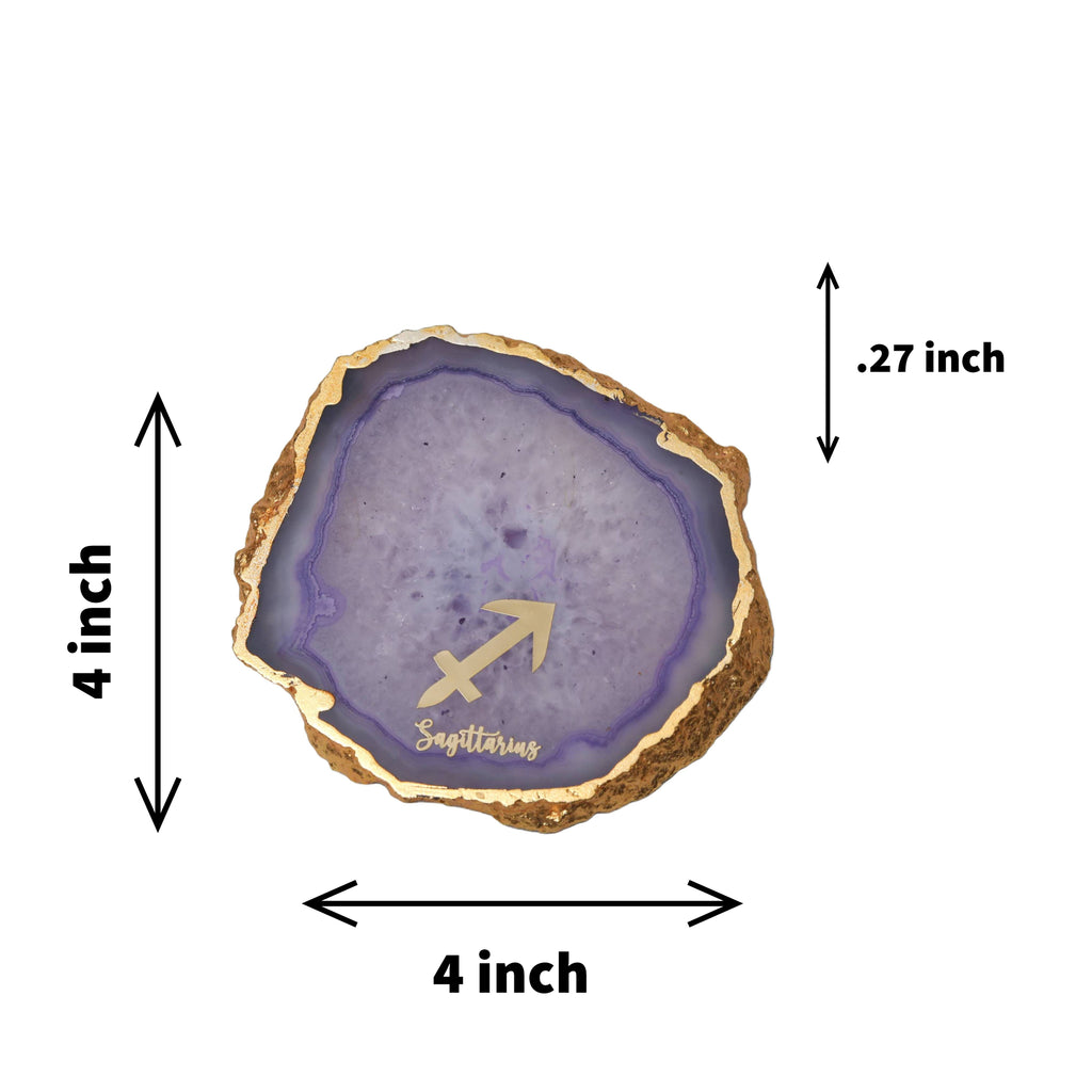 Agate Zodiac Coaster Sagittarius-Purple