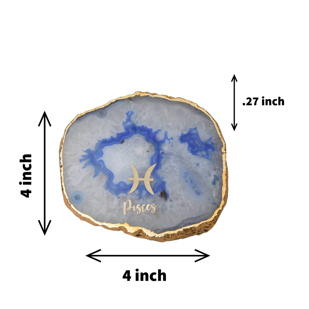 Agate Zodiac Coaster Pisces-Blue