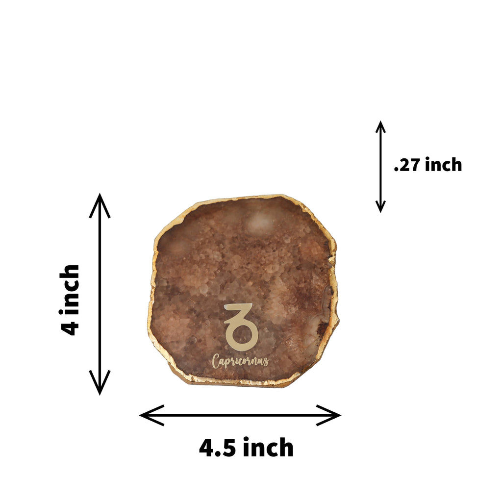Agate Zodiac Coaster Capricorn-Brown