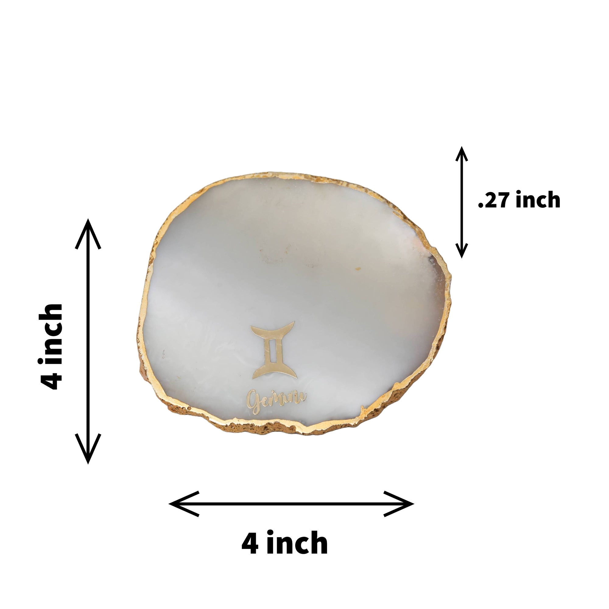 Agate Zodiac Coaster Gemini-Natural White