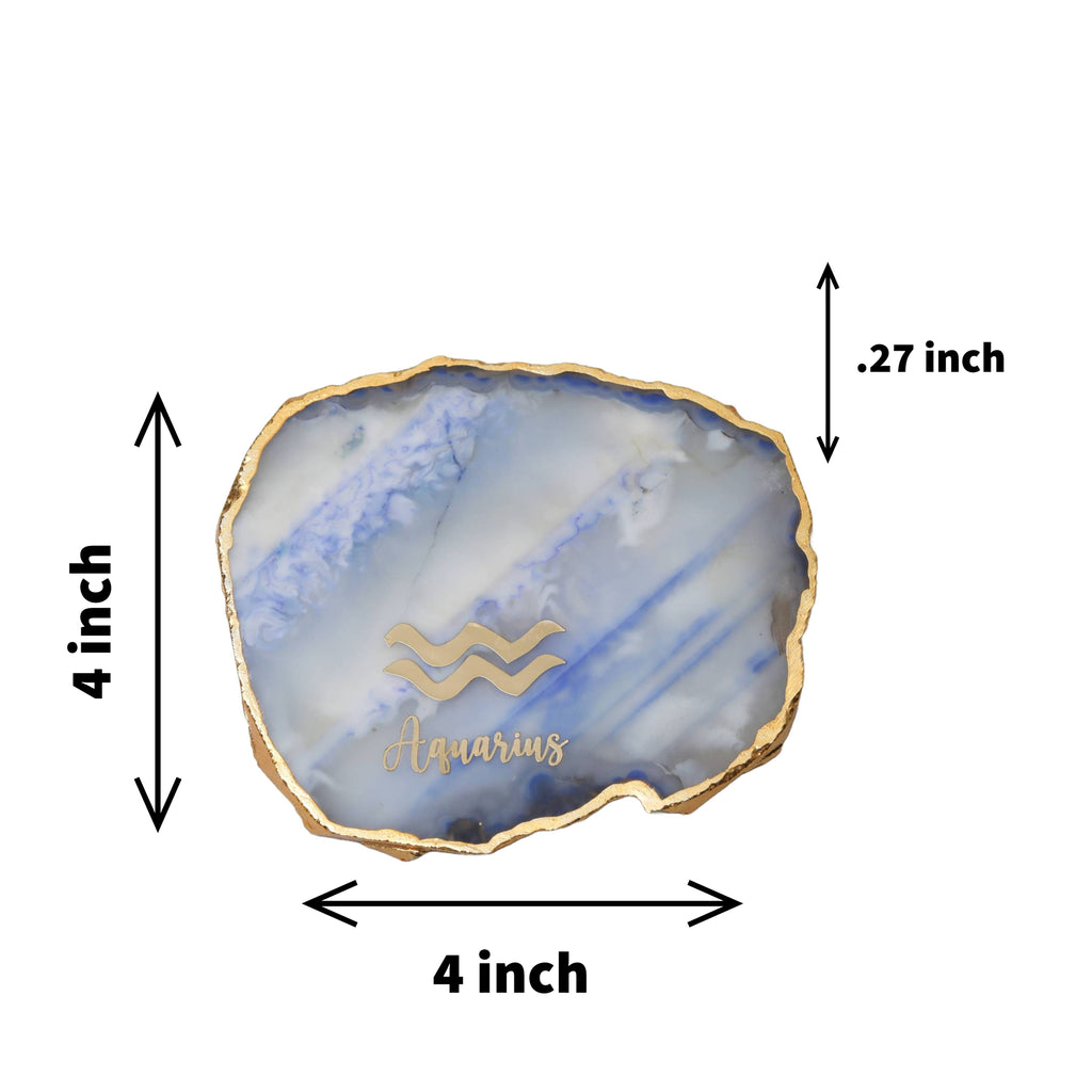 Agate Zodiac Coaster Aquarius-Blue