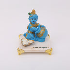 Blue Krishna With Marble Choki And Candles