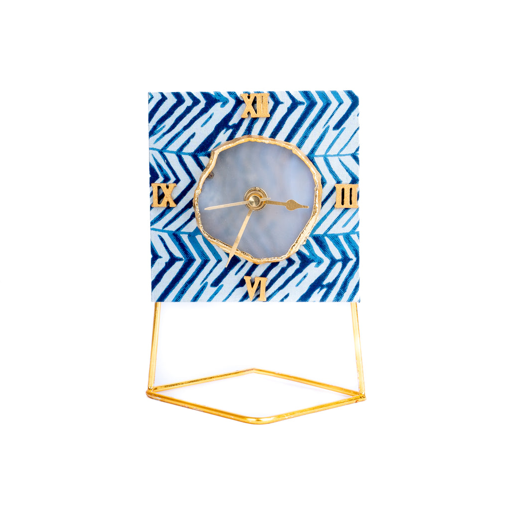 Blue Zebra Desktop Clock(Square)