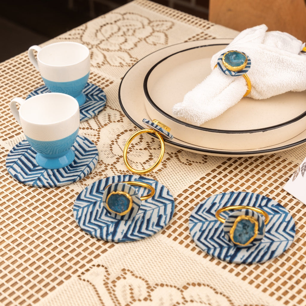Blue Zebra Napkin Rings Set Of 6