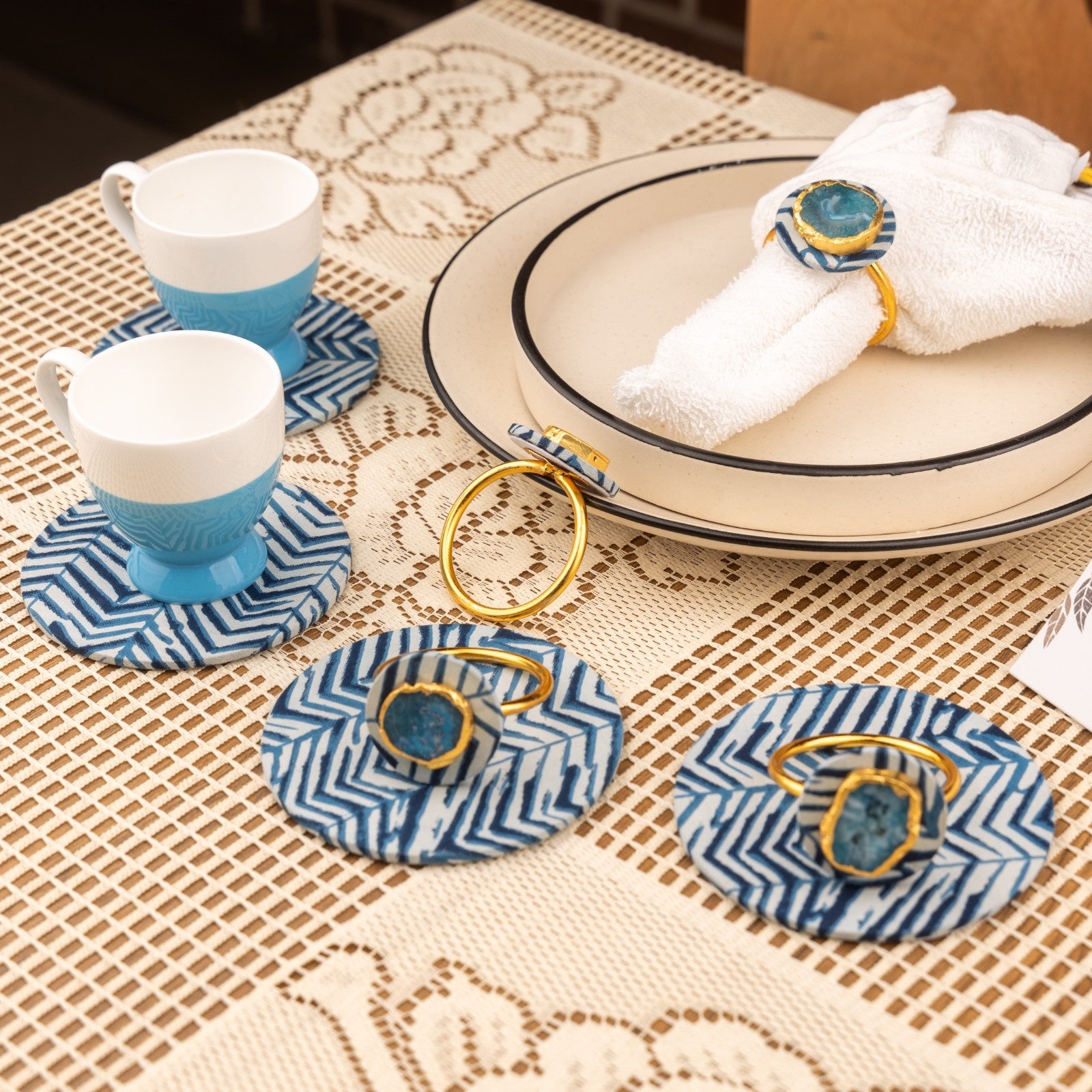 Blue Zebra Napkin Rings Set Of 6
