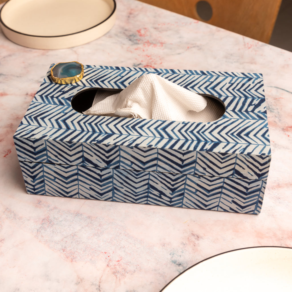 Blue Zebra Tissue Box