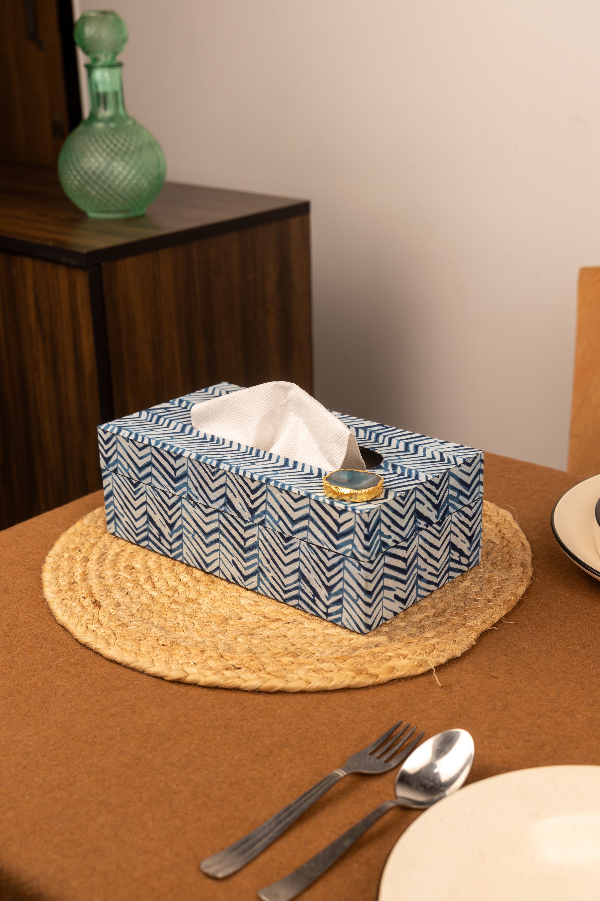 Blue Zebra Tissue Box