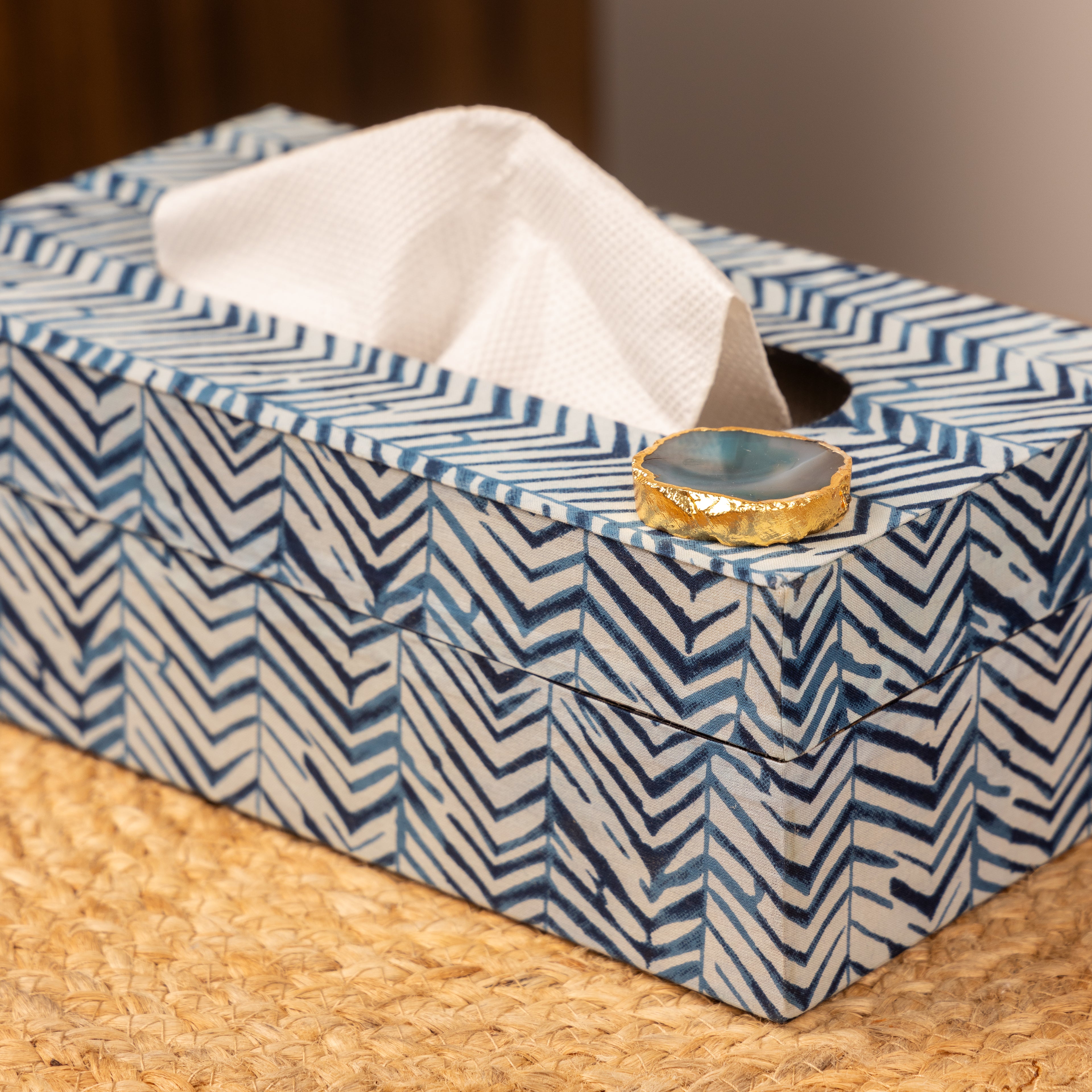 Blue Zebra Tissue Box