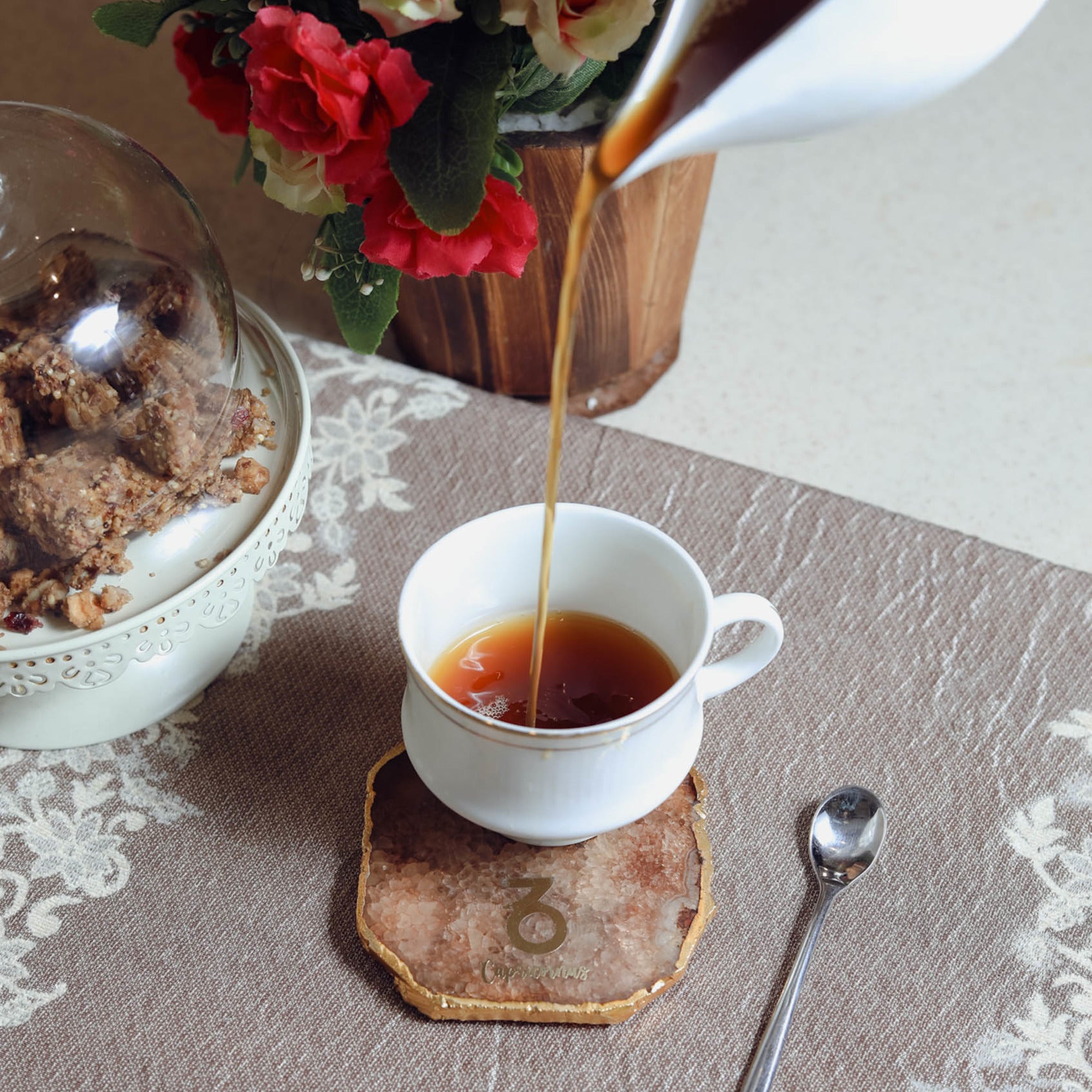 Agate Zodiac Coaster Capricorn-Brown