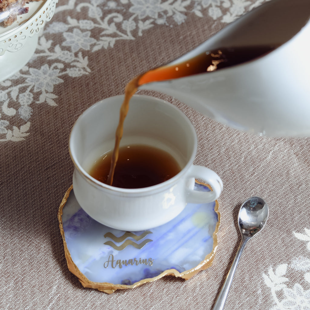 Agate Zodiac Coaster Aquarius-Blue
