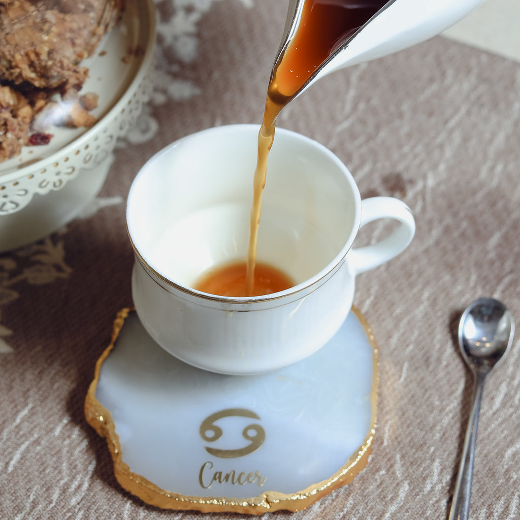 Agate Zodiac Coaster Cancer-Natural White